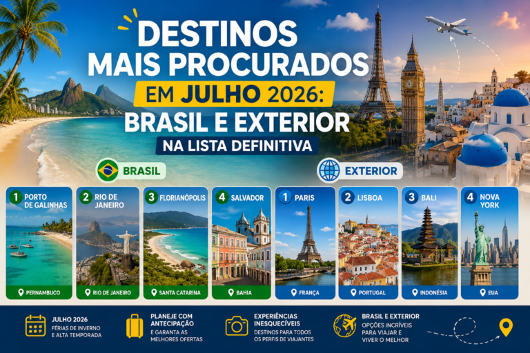 Destinos Mais Procurados em Julho 2026: Brasil e Exterior na Lista Definitiva